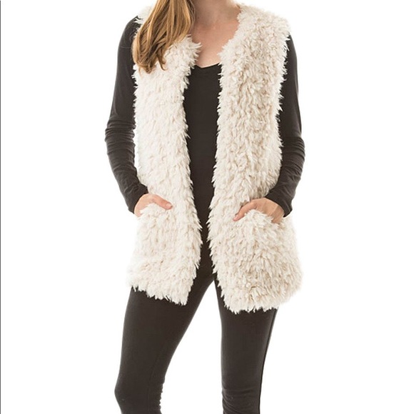 Boho People Long Faux Fur Vest SZ M NEW - Picture 1 of 6